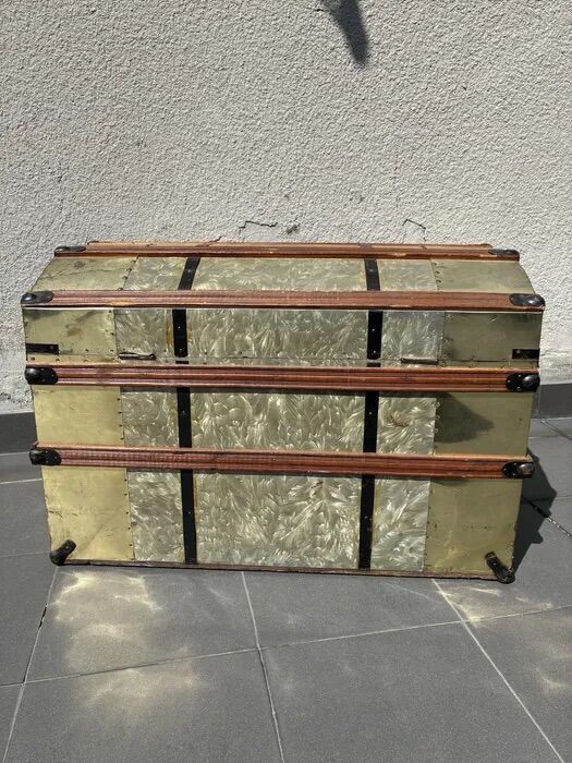Antique Brass Steamer Trunk Early 1900s