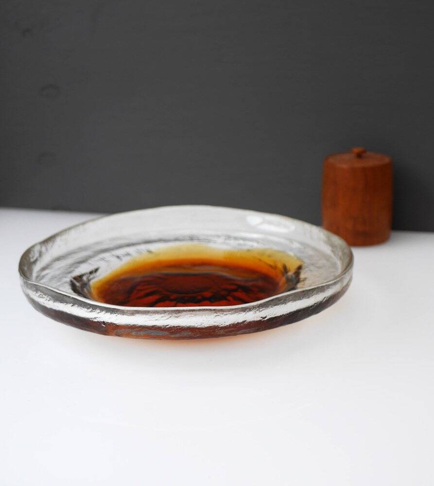 Brutalist art glass plate by Pentti Santalahti, 1970s