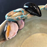 Paris ceramic dish with slip decoration, by Suzy Coste