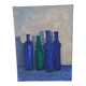 Still life on canvas bottles signed Majo Hilbey Poléo