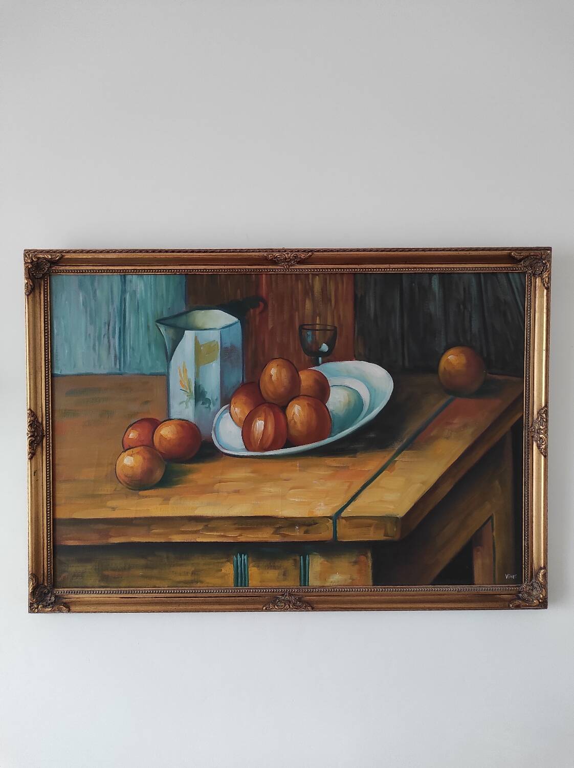 Large vintage painting - Still life after Cézanne