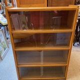 Bibus 1960s bookcase light oak with sliding glass