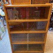 Bibus 1960s bookcase light oak with sliding glass