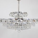 Diamond-cut faceted glass chandelier Bakalowits Vienna, Austria, 1950s