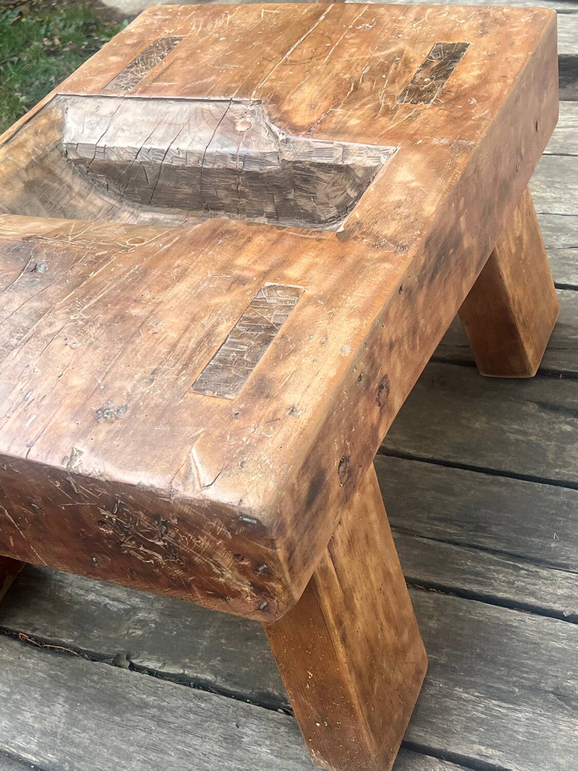 Brutalist coffee table made of solid wood