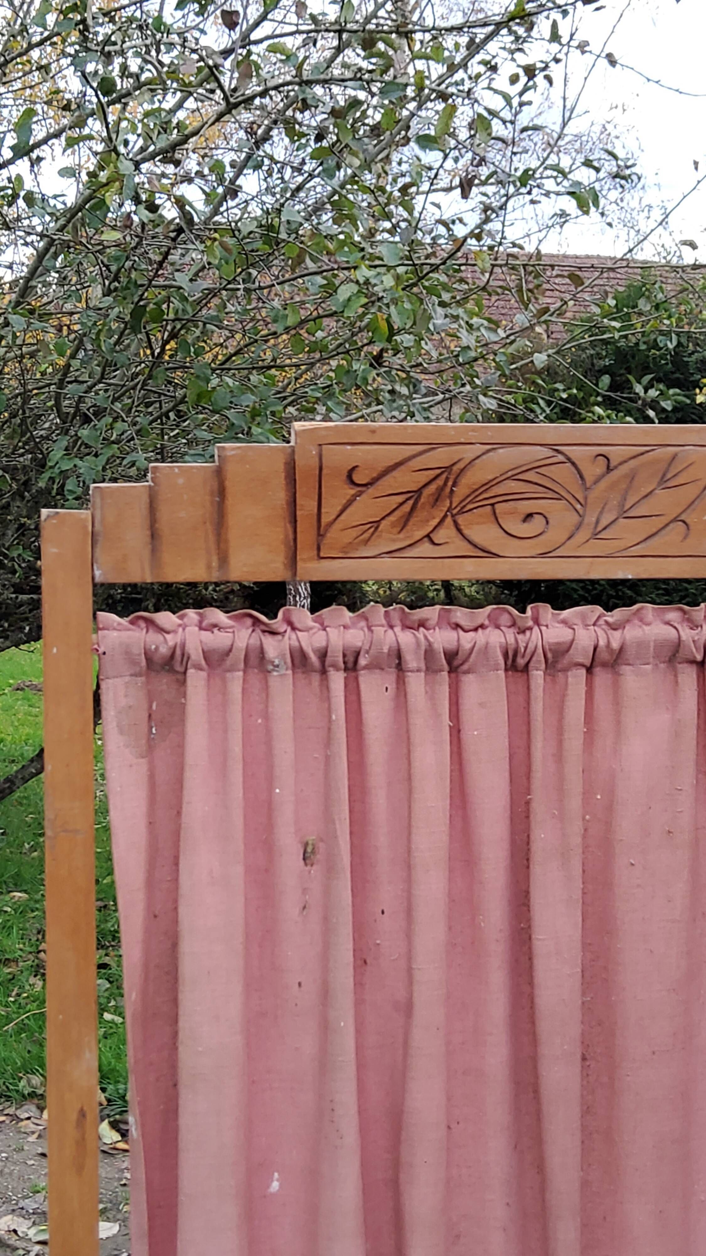 Art Deco screen 6 leaves in beech and fabrics of the 30s