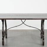 Antique Spanish table from the early 18th century with  a cast iron base