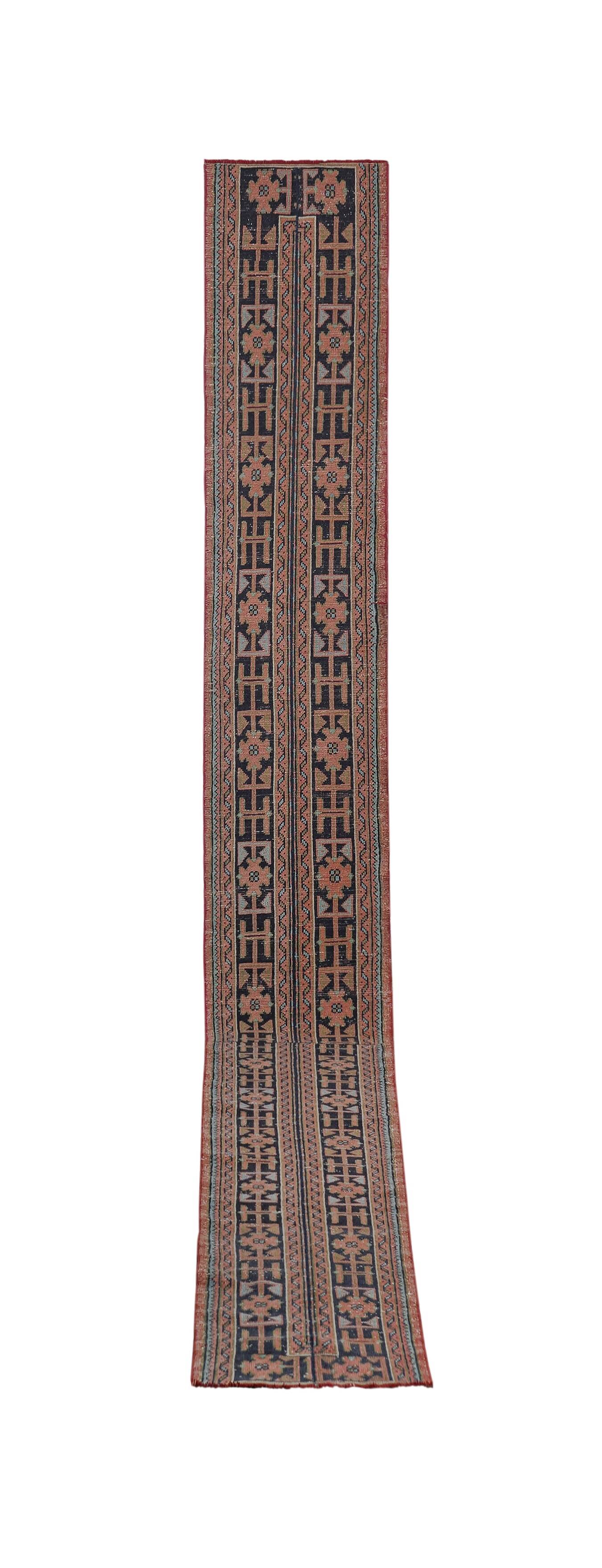 Vintage Turkish Oushak Handwoven Rug 63x633 cm