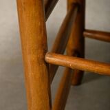 Spanish brutalist rustic Dining Chairs in Oak and Rush