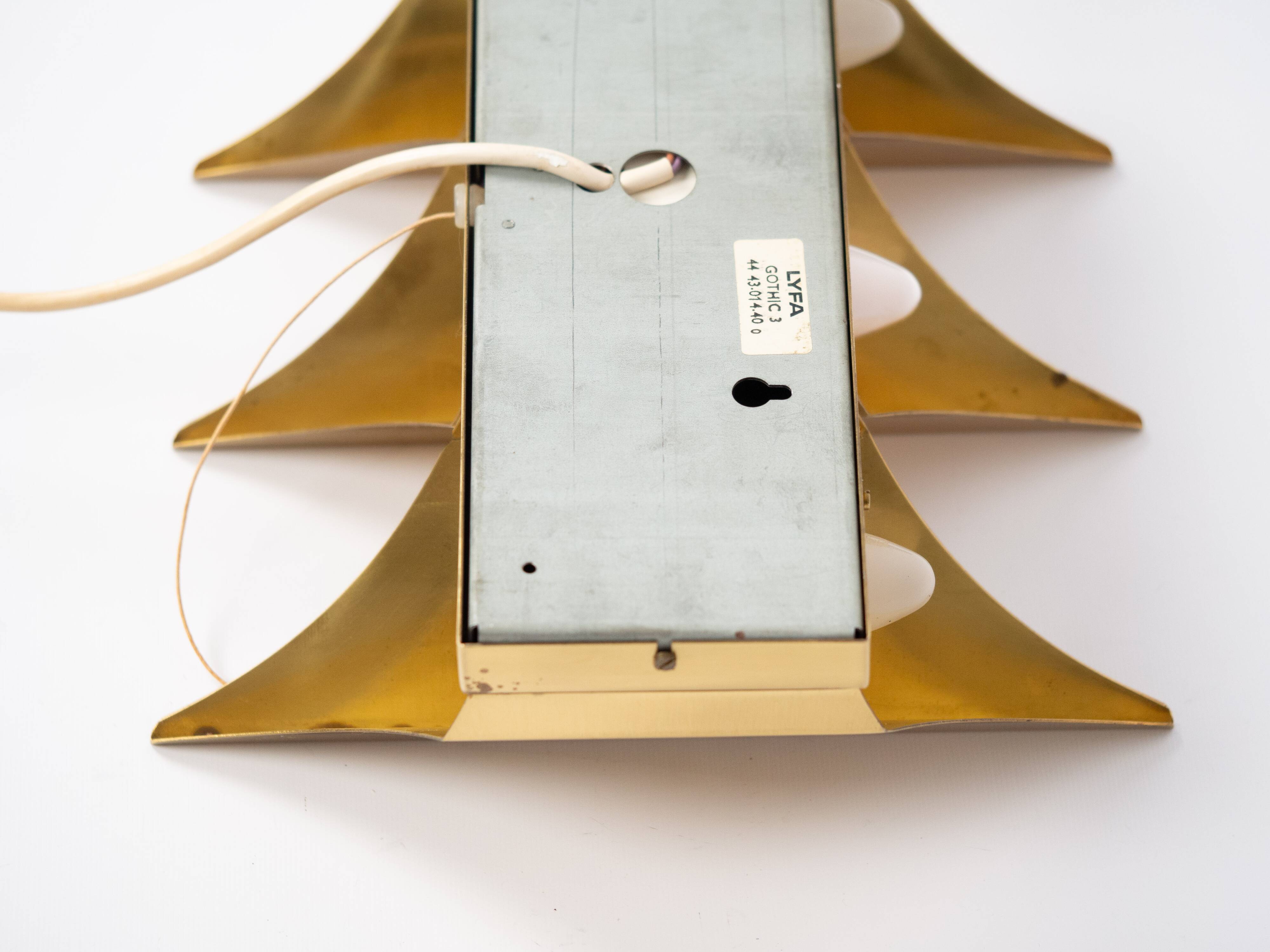 Paire de 2 appliques danoises Gothic 3 par Bent Karlby, Lyfa, années 1960