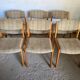 Set of 6 vintage Scandinavian chairs in wood and wool fabric an60