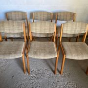 Set of 6 vintage Scandinavian chairs in wood and wool fabric an60