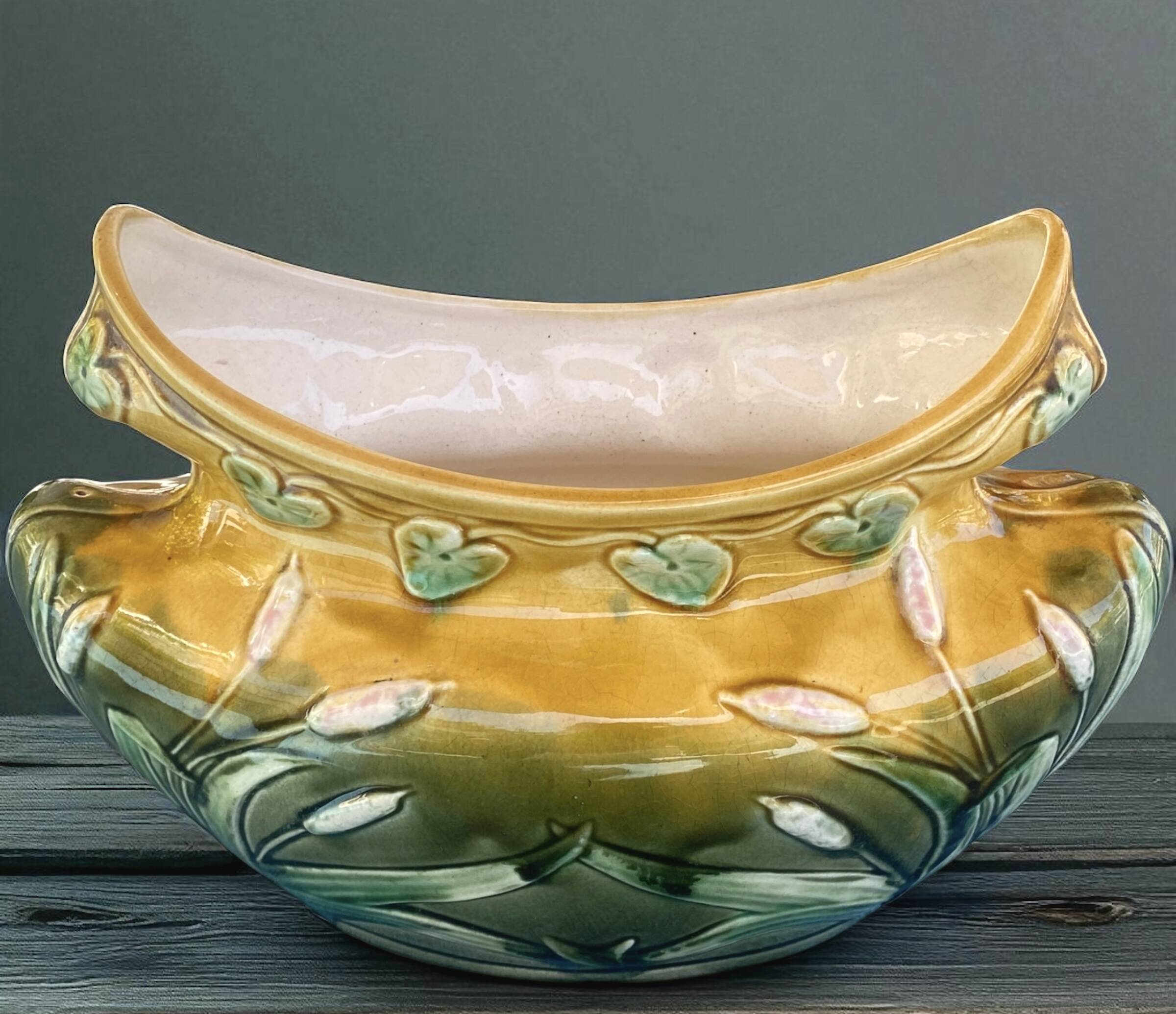 Antique Art Nouveau slip planter