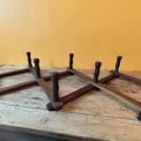 Old telescopic wooden wall coat rack - 10 accordion hook coat rack