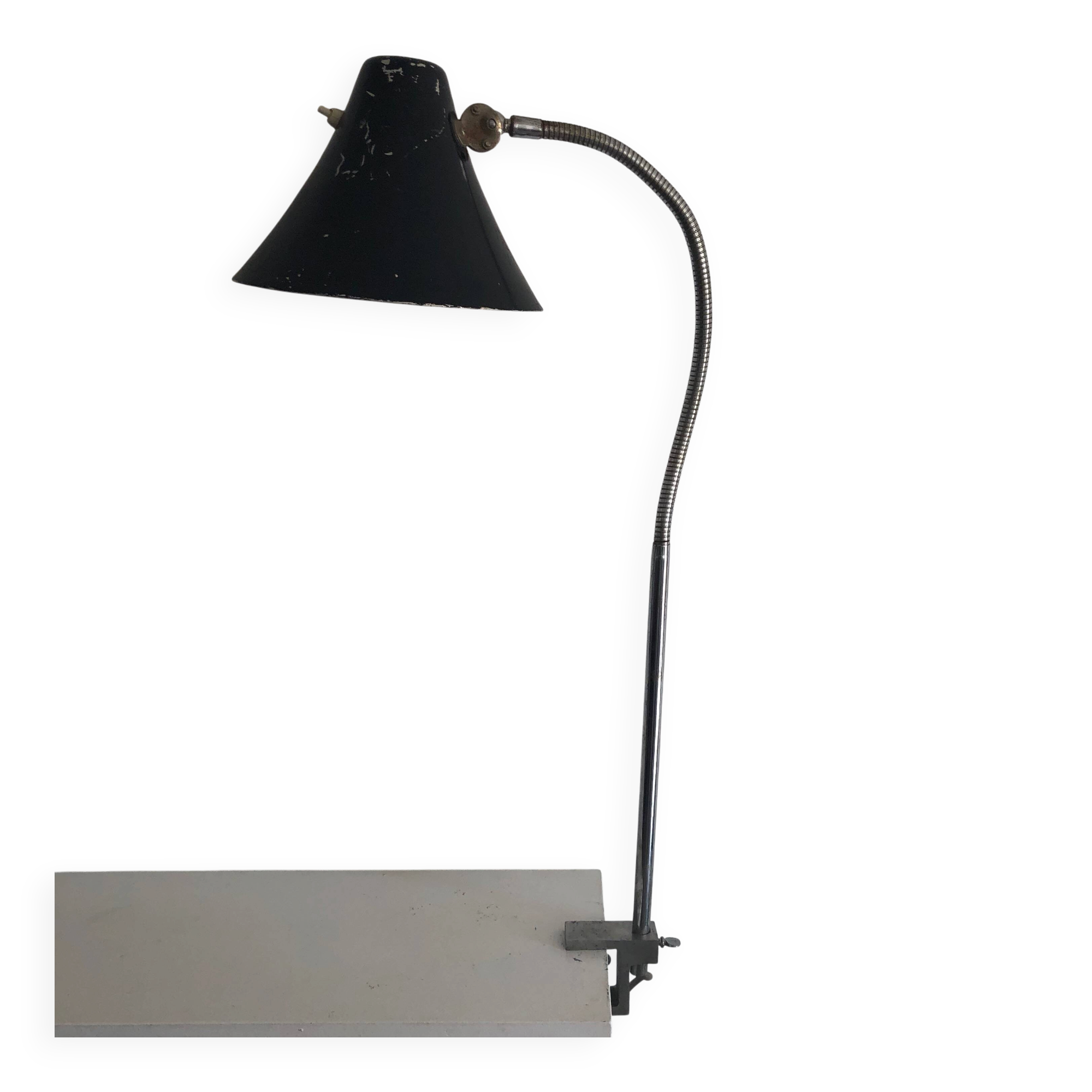 Vintage 1950s architect's workshop lamp with clamp - 75 cm