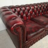 Chesterfield leather sofa burgundy English style