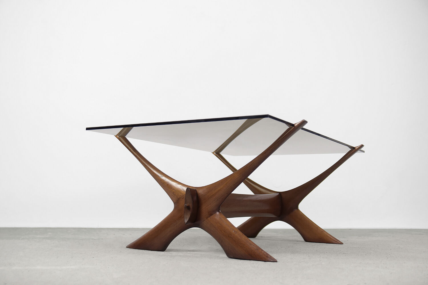 Mid-century scandinavian walnut condor coffee table by fredrik schriever-abeln for örebro glass, 196
