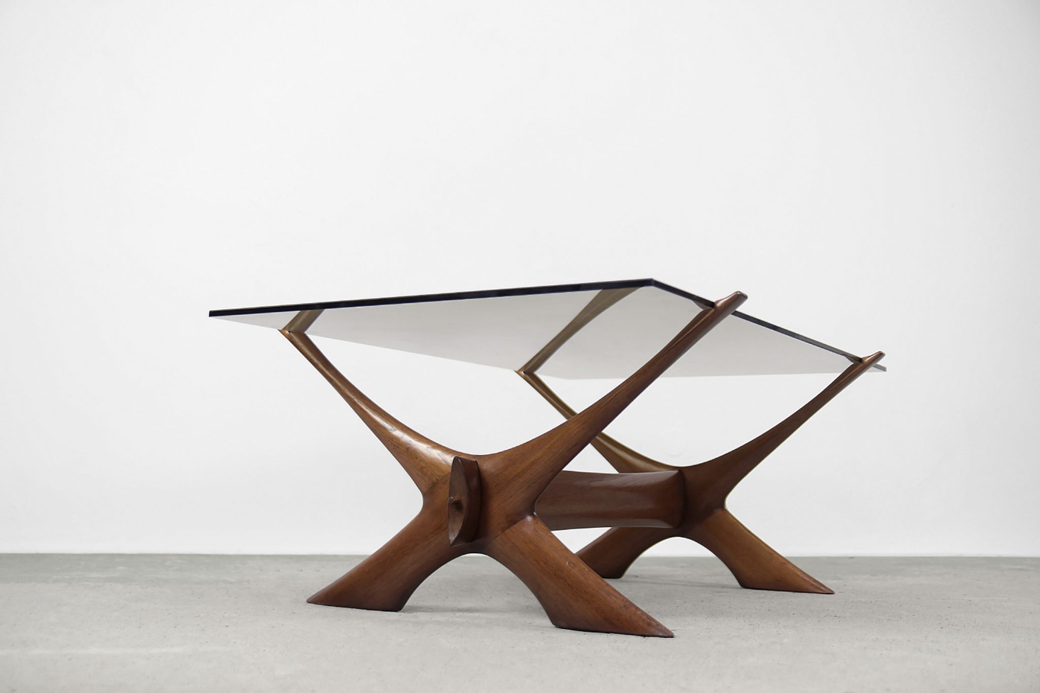 Mid-century scandinavian walnut condor coffee table by fredrik schriever-abeln for örebro glass, 196