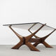Mid-century scandinavian walnut condor coffee table by fredrik schriever-abeln for örebro glass, 196