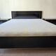 Black lacquered double bed with brass, Maison Roméo Paris, 1970s