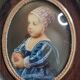 Painted miniature "Baby Stuart" after Van Dyck, wooden frame, signed, 11x13 cm.