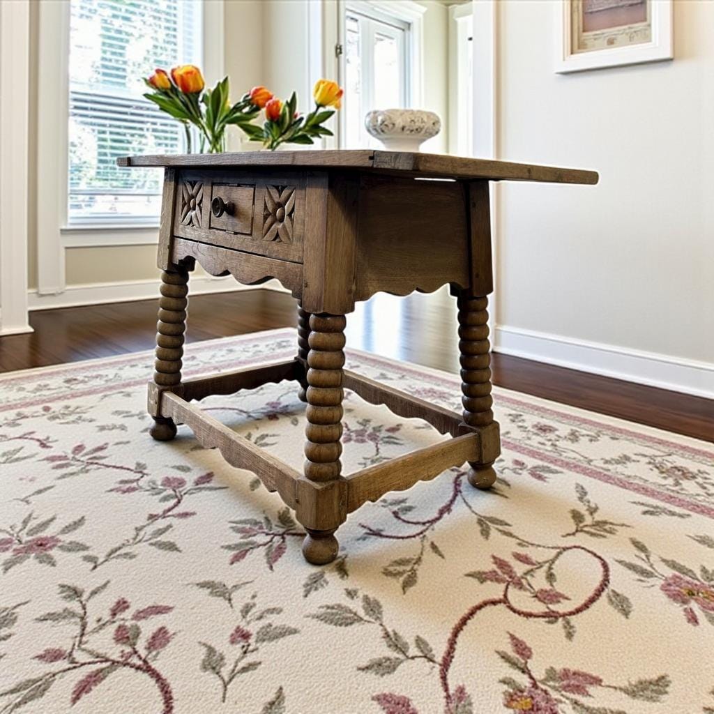 Vintage wooden bobbin console / side table
