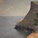 Peinture de paysage signée vue sur la mer, Espagne 20e siècle