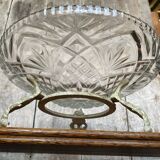 Antique fruit bowl centerpiece molded glass + vintage wrought iron