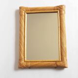 Rectangular rattan mirror