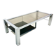 Belgo chrom chrome coffee table, smoked glass top and wooden undertray, circa 1980