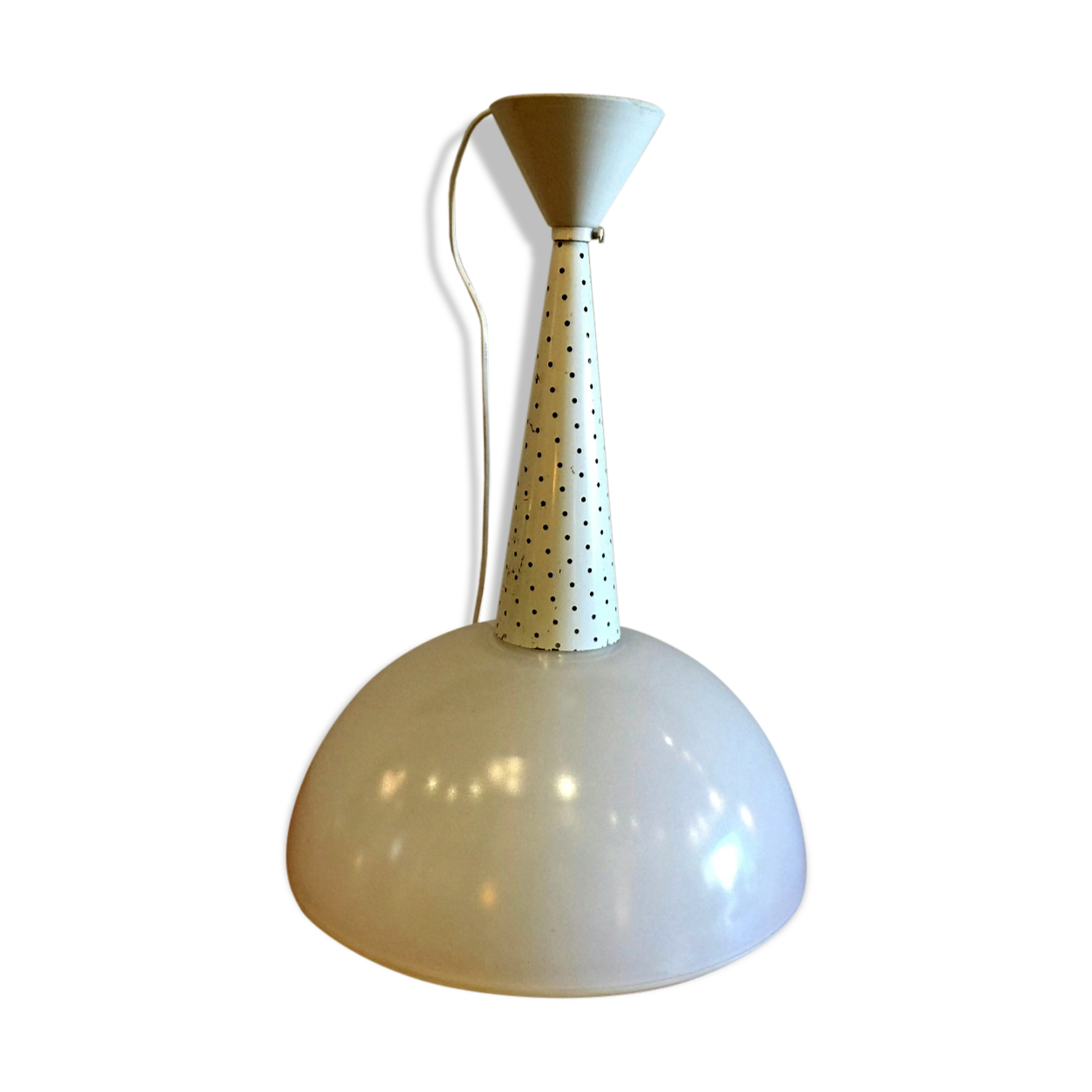 Vintage white opaline chandelier 1950s