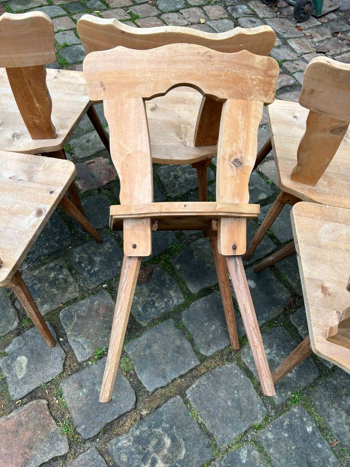 Set of 6 mountain chairs in fir folk art