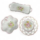 Set of three ceramics with floral decoration from Moustiers, 20th century