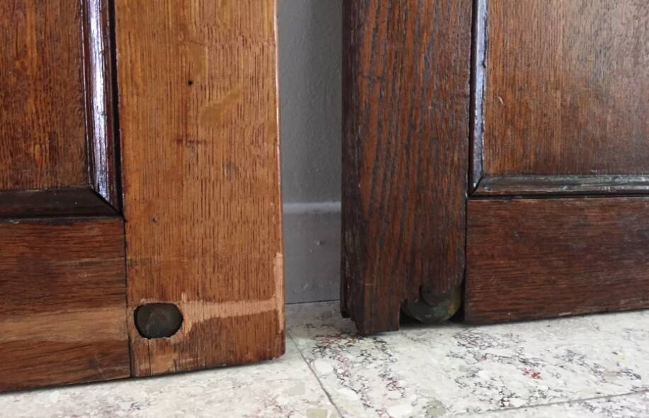 Pair of vintage oak sliding doors
