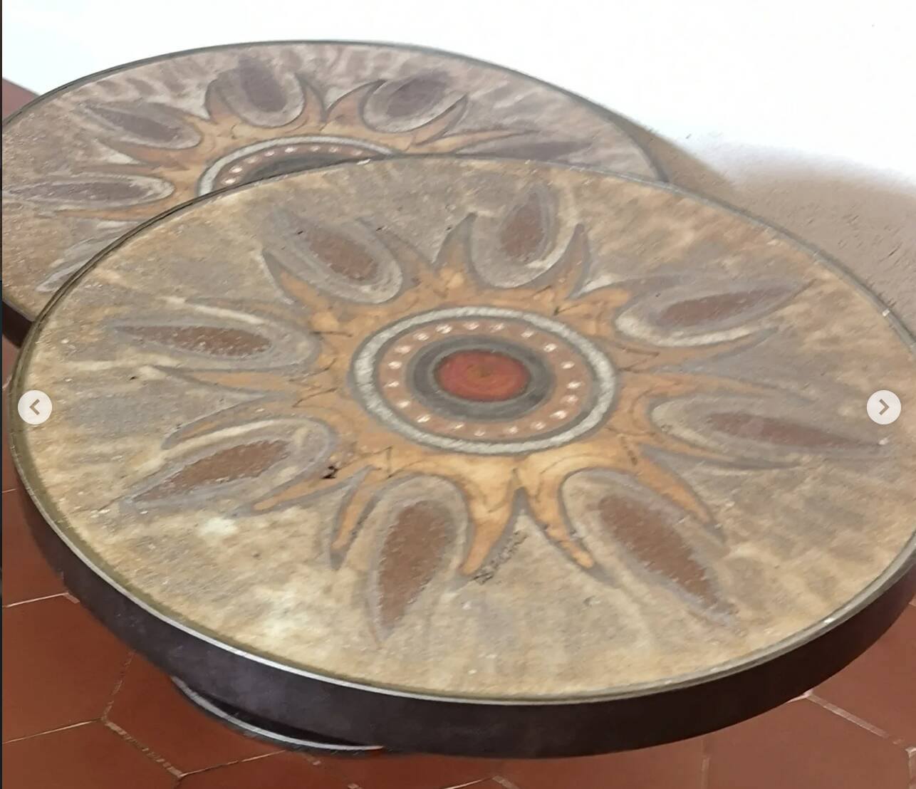 Table basse double plateau lave émaillée DS Picard / Monsan Picard vintage