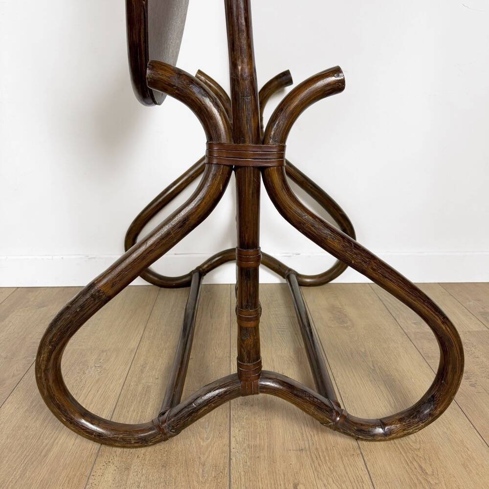 1960s curved wooden cheval mirror