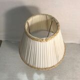 Ancienne lampe laiton verre & opaline blanc avec abat-jour crème années 70 vintage
