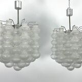 Pair of Mid-Century Murano Bubble Glass chandeliers. Italy 1960s