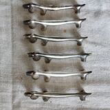 6 Vintage Dachshund Dog Knife Rests – Patinated Silver Metal