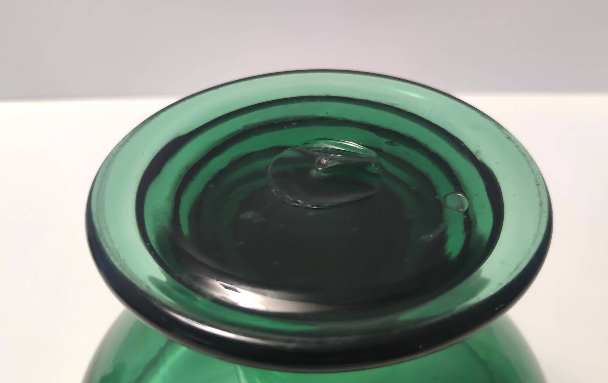 Hand Blown Green Glass Centerpiece / Bowl, Made in Empoli, Italy
