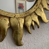 Vintage 1960s sunburst gold resin witch mirror - 49 cm