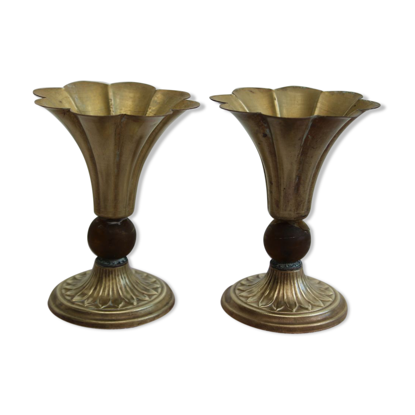 Pair of golden candle holders
