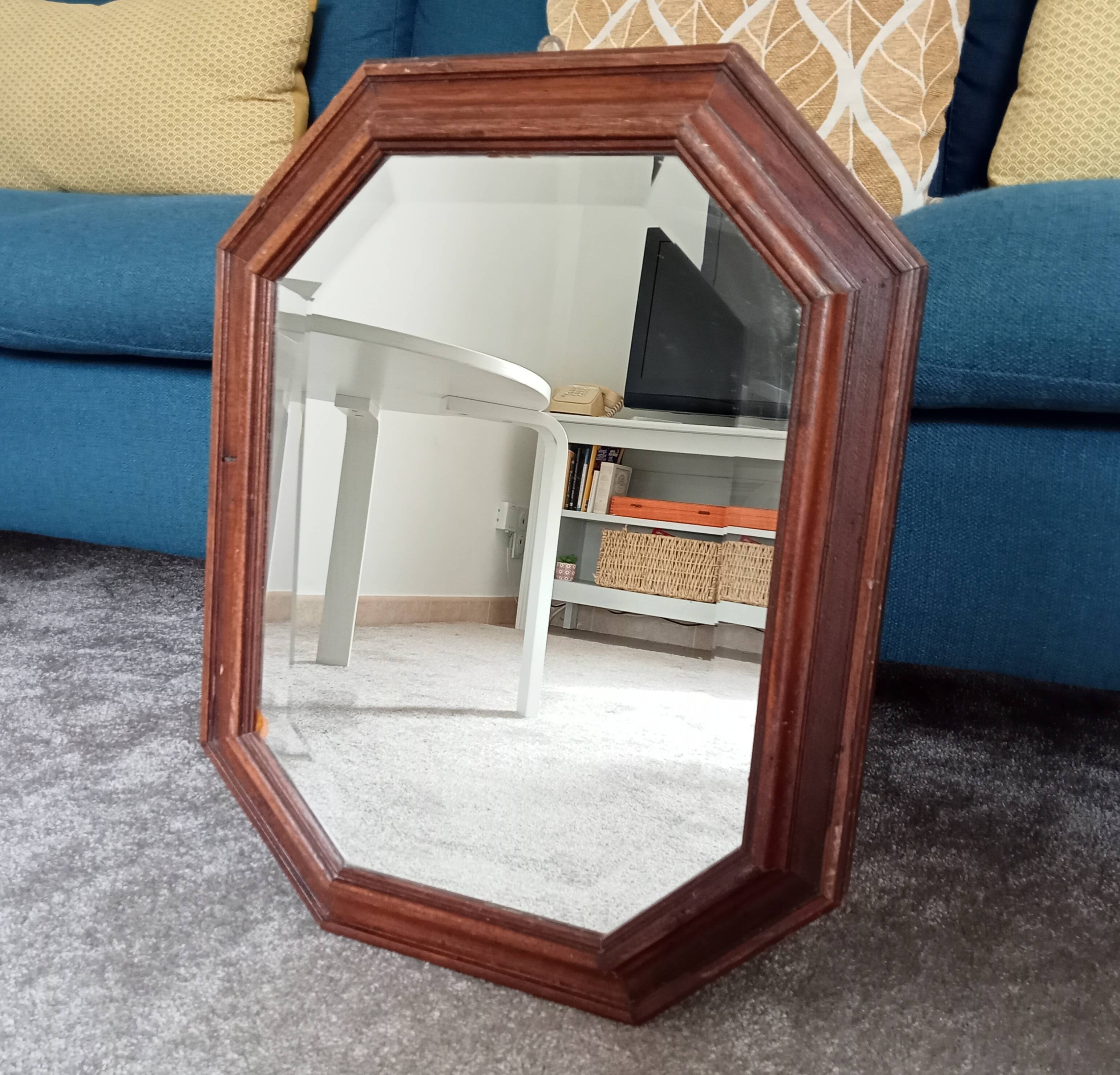 Vintage octagonal beveled mirror 50*40 cm