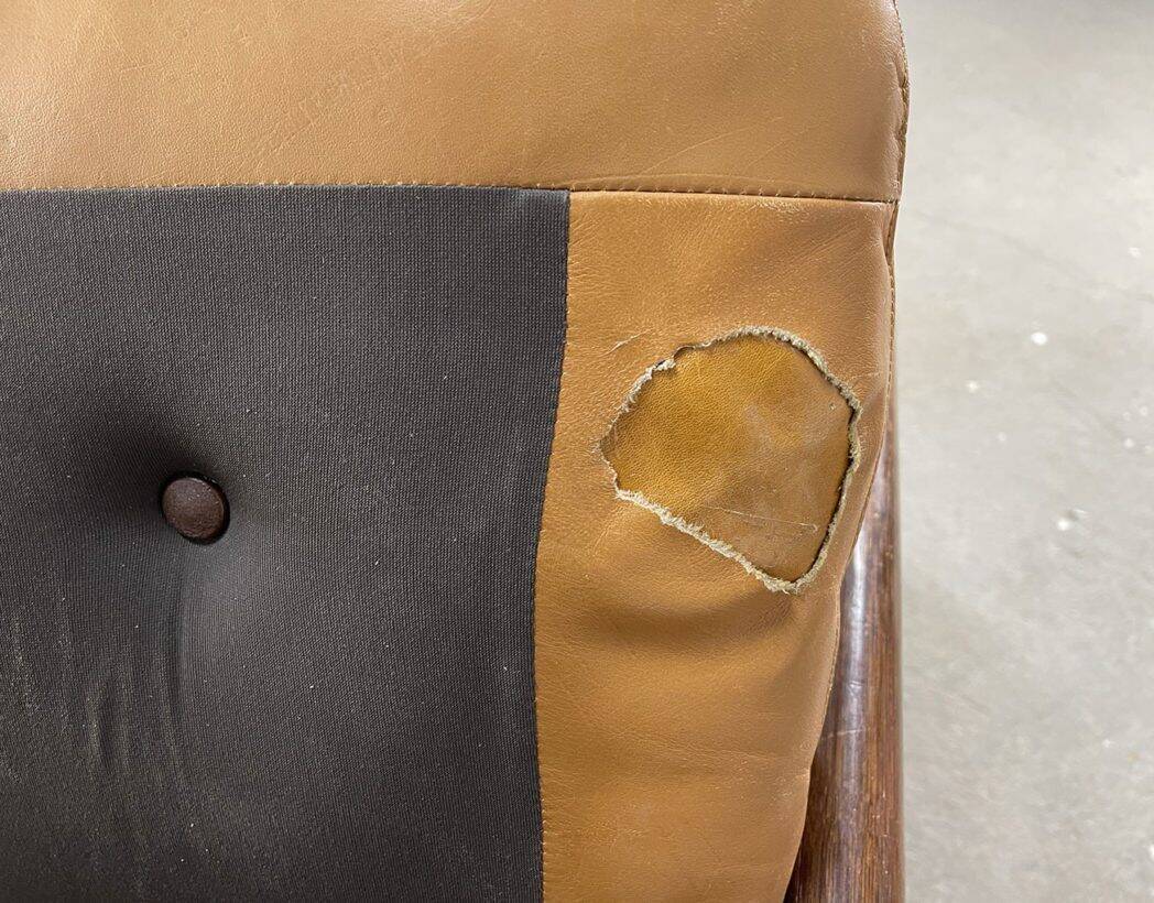 Vintage bamboo and leather armchairs from the 60s