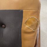 Vintage bamboo and leather armchairs from the 60s