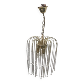 Lustre vintage jaune en laiton et verre de Murano, années 1970, style cascade