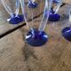7 faceted champagne flutes – cobalt blue stem – 1970s