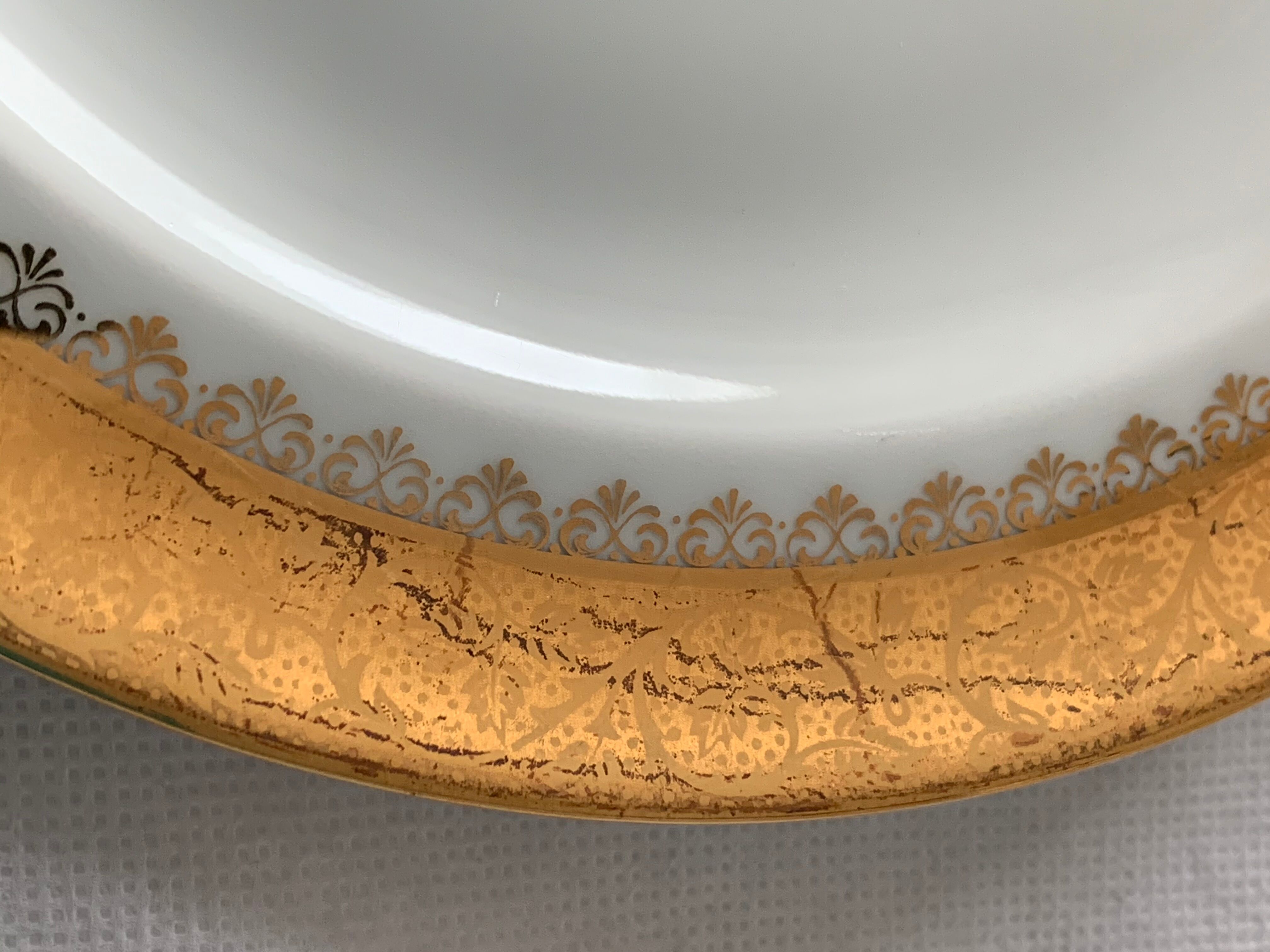 Cake service 6 dessert plates and 2 dishes Georges Boyer porcelain Limoges 1950