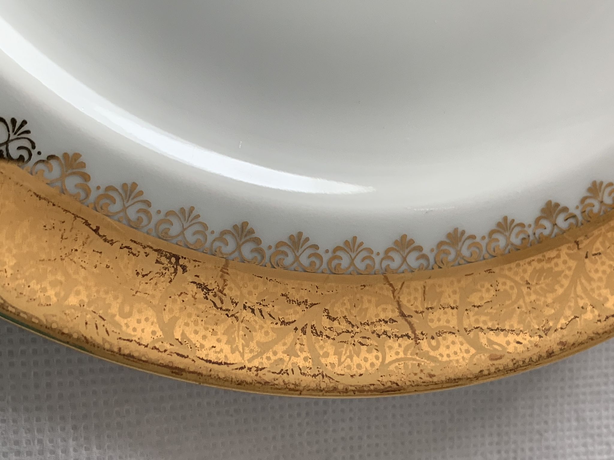 Cake service 6 dessert plates and 2 dishes Georges Boyer porcelain Limoges 1950