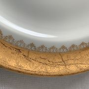 Cake service 6 dessert plates and 2 dishes Georges Boyer porcelain Limoges 1950